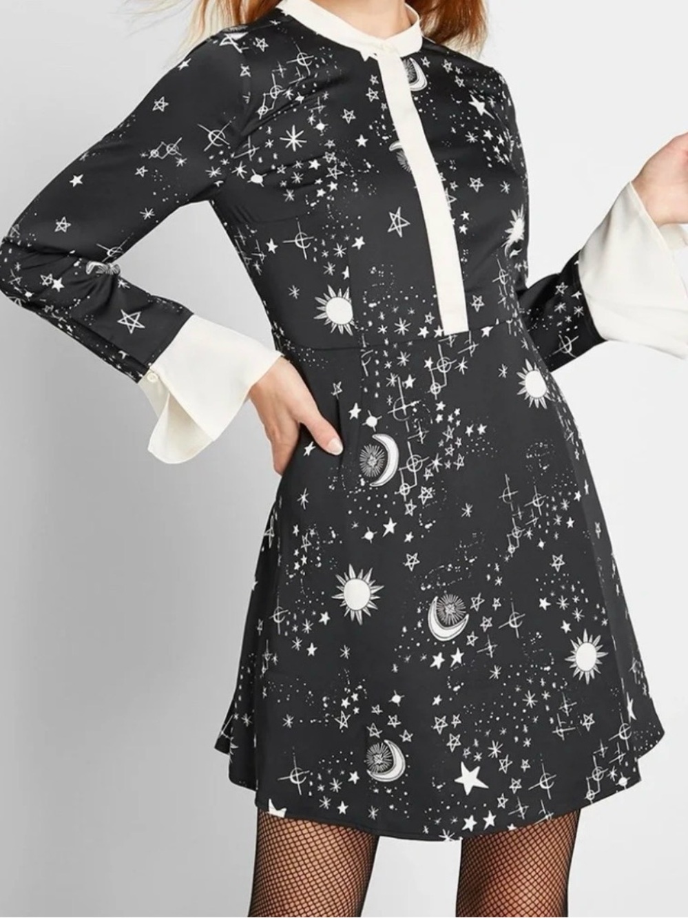 ModCloth Celestial Print Fit and Flare Mini Dress